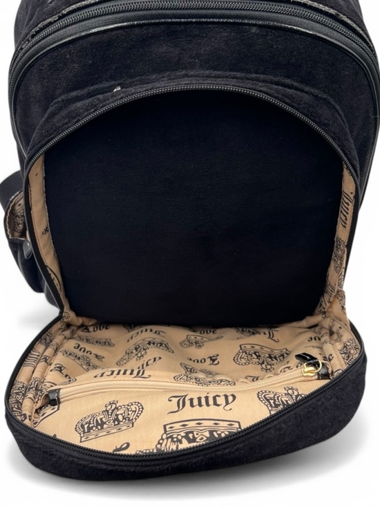 Vintage Juicy Couture Y2K Black Velour Large Backpack Embroidered Crown Logo main image 12